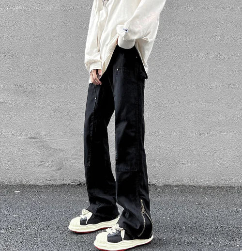 Vintage Loose Straight Fit Zip Jeans