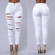 High Waist Women's Ripped Denim Skinny Jeans