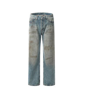 Retro American Style Distressed Straight Jeans