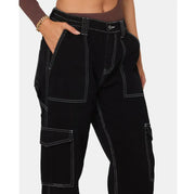 High Waist Baggy Wide Leg Workwear Jeans