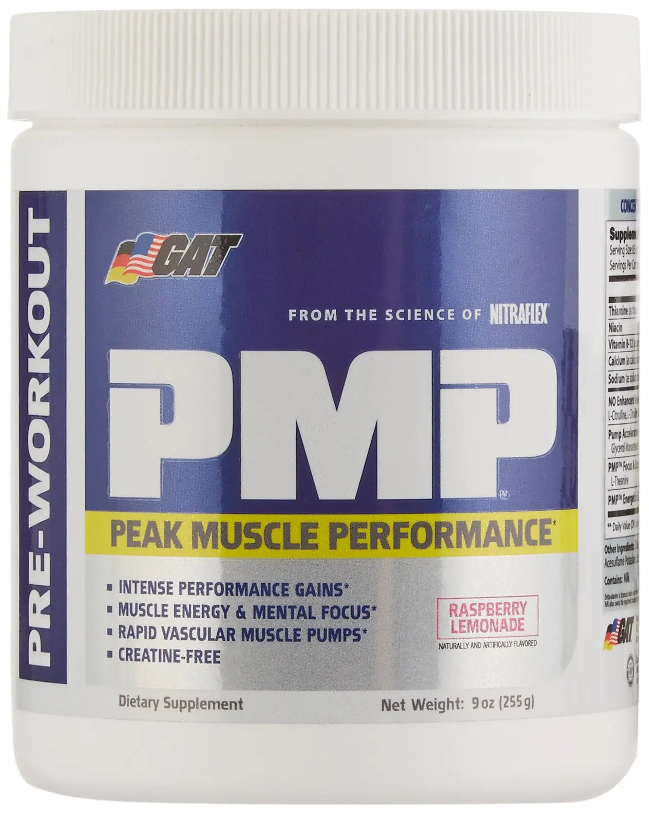GAT SPORT PMP (Peak Muscle Performance) Pre-Workout 30 Servings (Raspberry Lemonade)