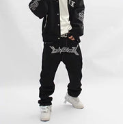 Gothic Hip Hop Men's Loose Punk Street Print Jeans