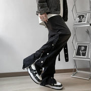 Men's Vintage Loose High Jeans with Button Design