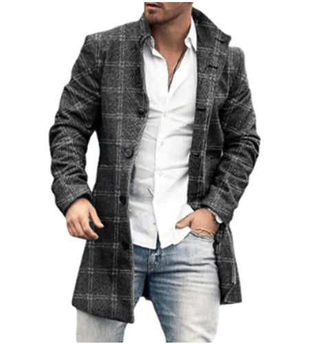 Coleen Elegant Tailored Mid-Length Coat with Stand Collar