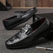 Men's Genuine Leather Loafers with Crocodile Pattern