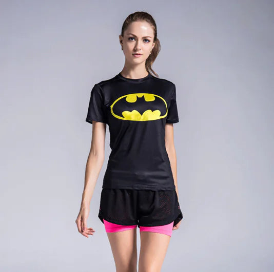 Superman Captain America and Batman Print Dry Fit Shirt