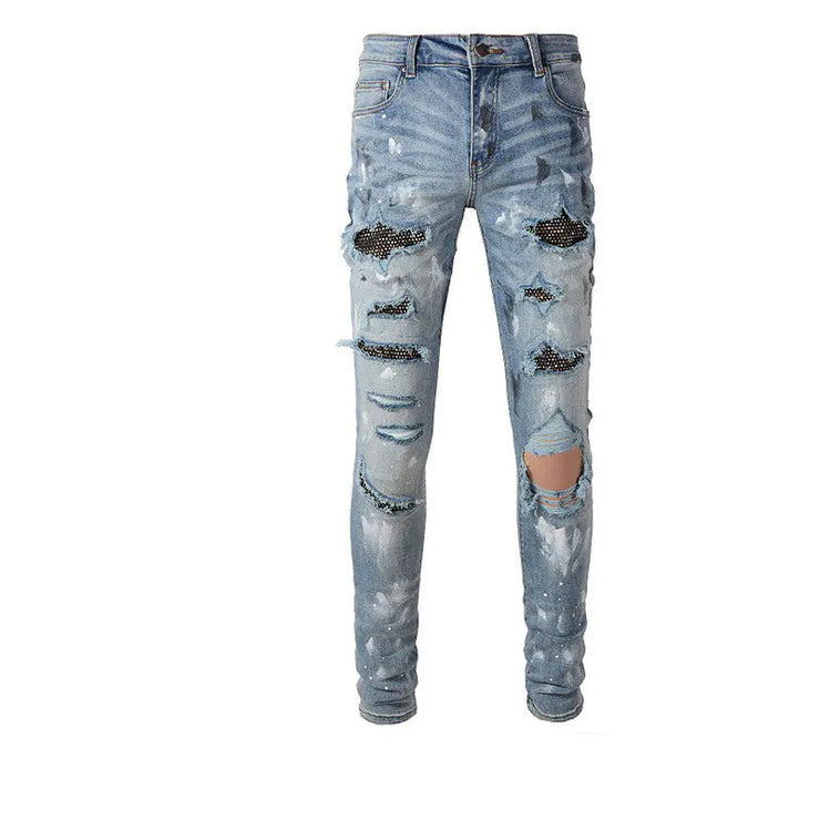 Retro Stretch Ripped Diamond Jeans