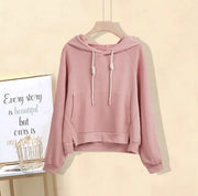 Cropped Hooded Sweater Jacket for Women in Solid Color