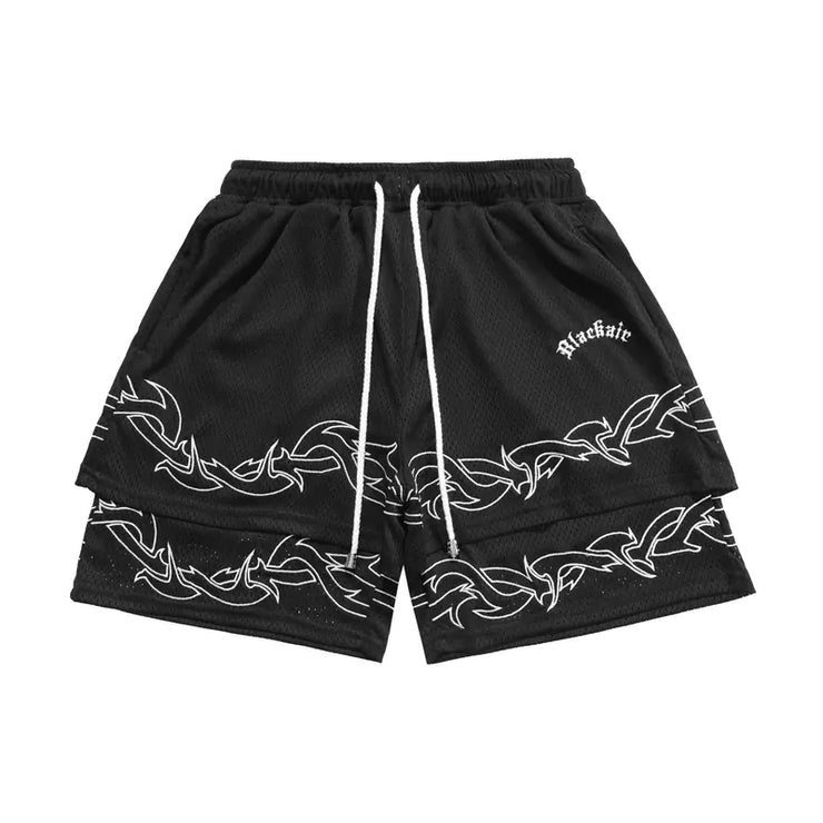 Thorns Fake Two-Piece Hip Hop Shorts for Men