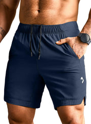 JMIERR Mens Running Athletic Shorts 7 inch Workout Gym Tennis Short Quick Dry Active Sports with Zipper Pockets Navy Blue US 40