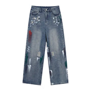 Men's Ripped Wide Leg Jeans - Four Seasons Design