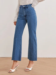 High-Waisted Wide-Leg Cropped Women's Jeans