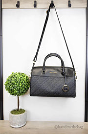 Michael Kors Travel Medium Black Signature PVC Duffle Crossbody Handbag