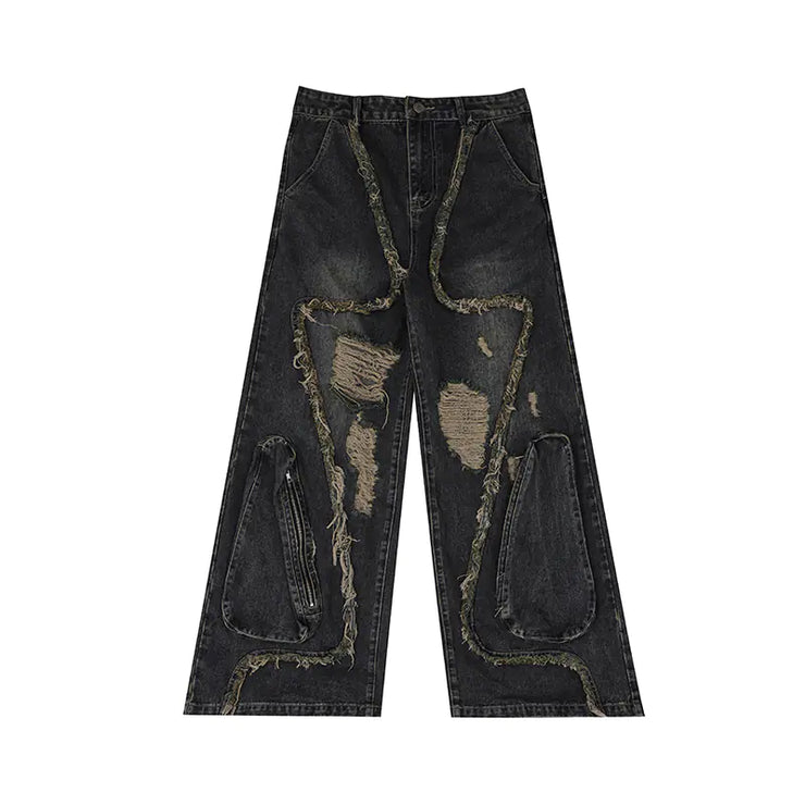 Distressed Retro Tasseled Heavy Niche Jeans