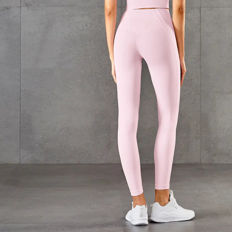 High Waist Stitching Nude Yoga Pants
