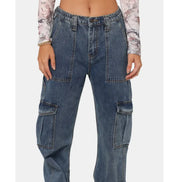 High Waist Baggy Wide Leg Workwear Jeans