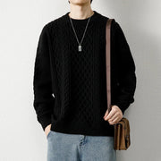 Twist Weave Round Neck Sweater For Men