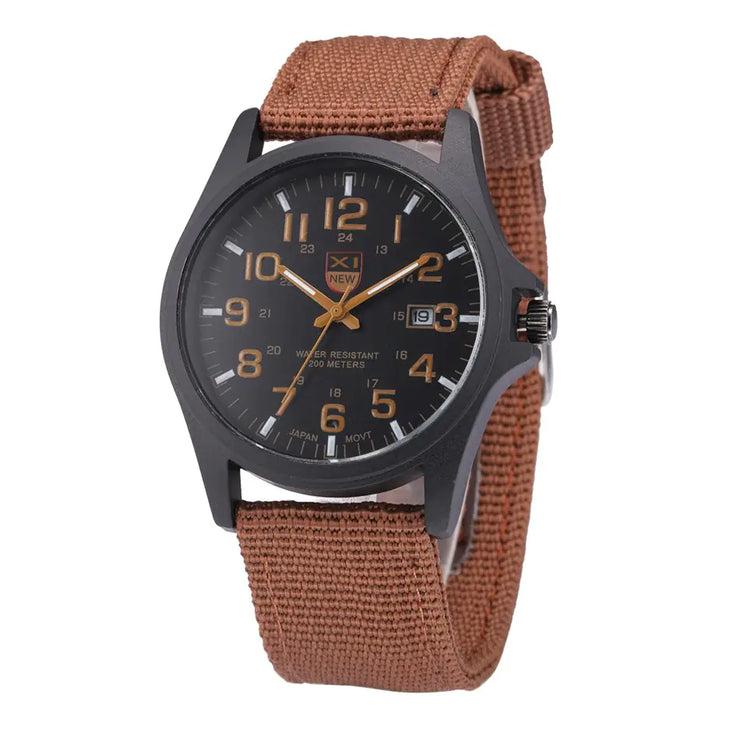 Canvas Strap Quartz Watch with Calendar Function