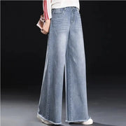 Raw Hem Wide Leg Jeans for Women - Baggy Trousers