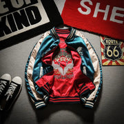 Bee Embroidered Reversible Baseball Jacket (Harajuku Style)