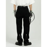 Loose Straight Zipper Design Jeans for Men and Women