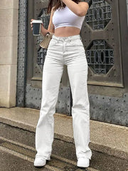 High Rise Loose Fit Boyfriend White Denim Jeans