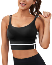 XUNYU Strappy Sports Bra for Women Crisscross Back Yoga Bras Longline Padded Workout Tank Tops Medium Support Gym Top