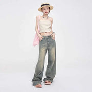 High-Waisted Striped Wide-Leg Jeans for Women