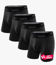 YESWEL Mens Underwear Boxer Briefs Cool Viscose Made from Bamboo Moisture Wicking Breathable Soft Comfortable Pouch 4 Pack (Large Black)