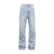 Washed Distressed Loose Fit Bootcut Jeans