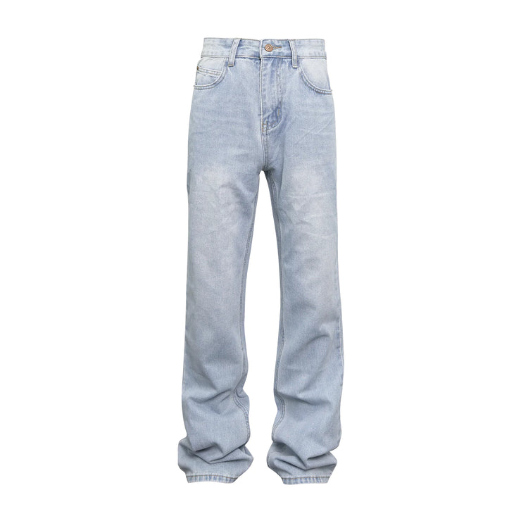 Washed Distressed Loose Fit Bootcut Jeans