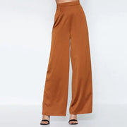 High-Waisted Casual Wide-Leg Pants in Camel Color