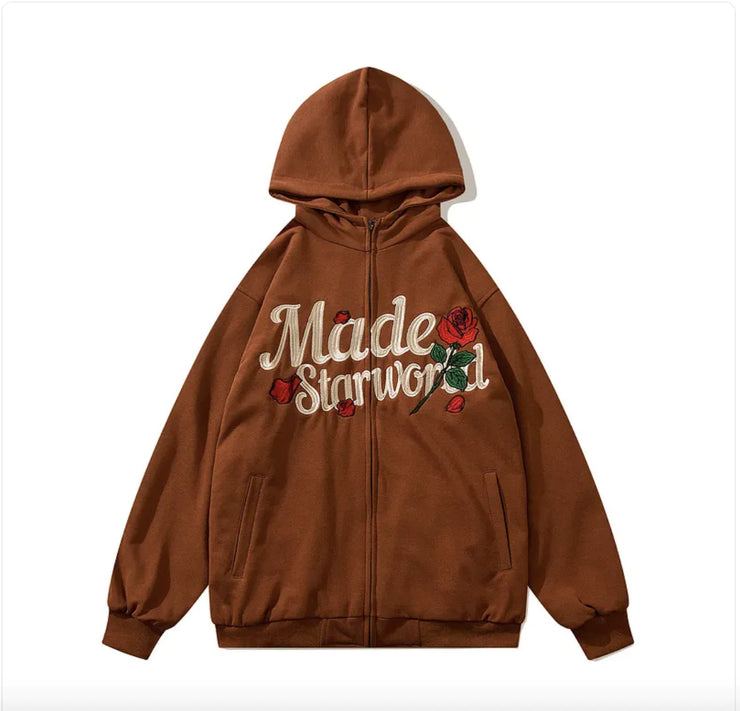 Vintage Embroidered Letter Hoodie