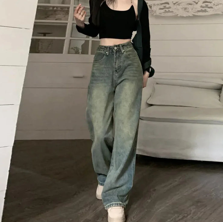 Retro Loose Straight-Leg Jeans
