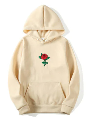 Rose Print Unisex Fashion Hooded Sweatshirt
