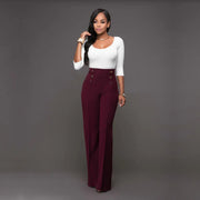 Trendy Women's Tailored Straight Leg Pants with Buttons