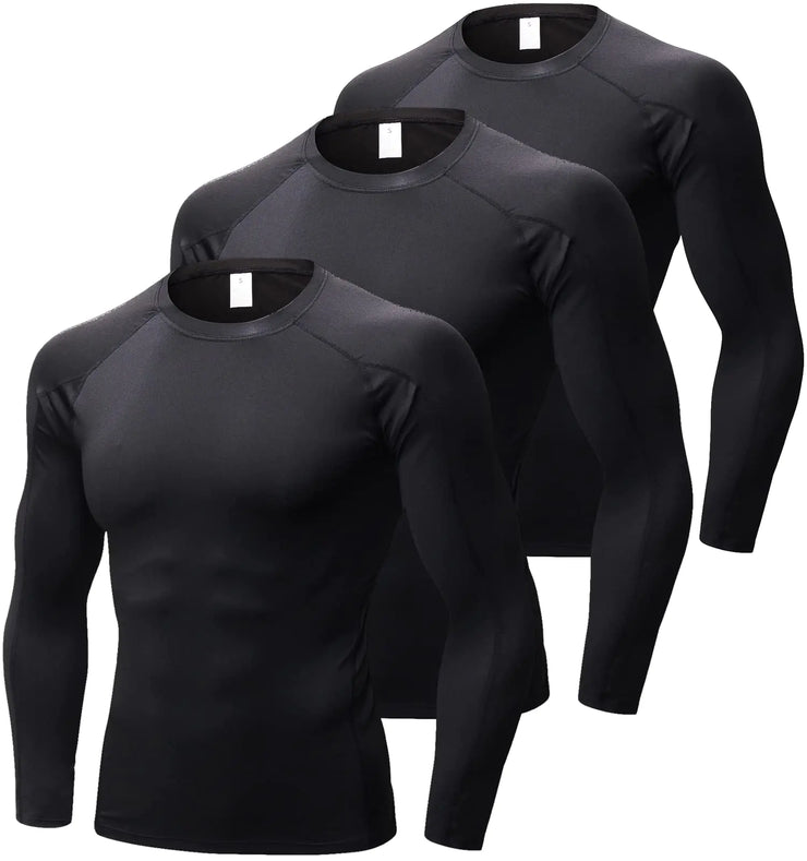 SPVISE Black Athletic Compression Shirt Men Long Sleeve