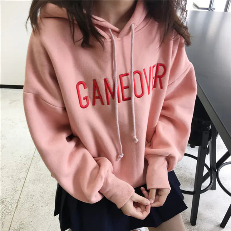 Embroidered Letter Hoodie Jacket