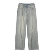 LKTM Men's Yellow Retro Loose Straight Wide-leg Jeans