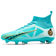 Men's High-Top Soccer Cleats for Grass Training