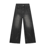 Men's Retro Tattered Wide Leg Denim Jeans