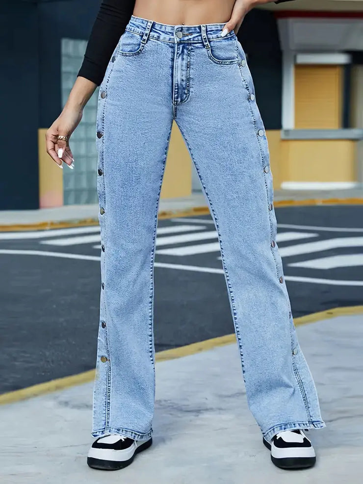 High Rise Boyfriend Jeans with Loose Fit Denim Pants