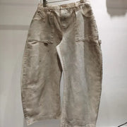 Fashionable Wide Leg Jeans with Ink Print Design