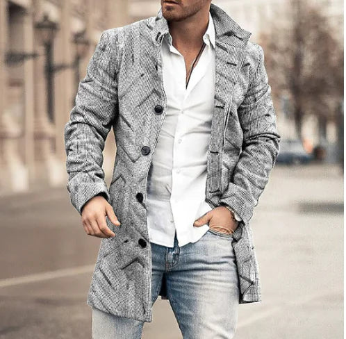 Coleen Elegant Tailored Mid-Length Coat with Stand Collar