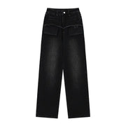 Retro Distressed Straight-Leg Jeans for Women