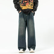 Vintage Blue Washed Loose Fit Men's Jeans