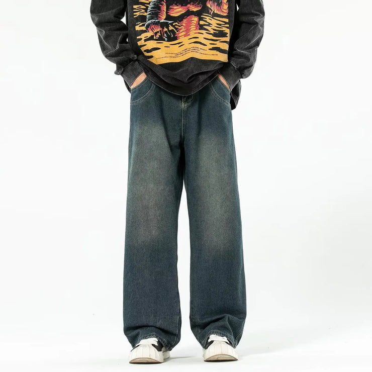 Vintage Blue Washed Loose Fit Men&