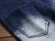 Men's Plus Size Stretch Motorcycle Patch Jeans