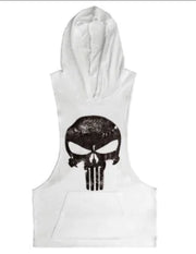 Men's Summer Vest with Skull Pattern Gym Hoodie