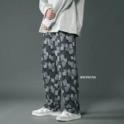 Men's Straight Leg Baggy Denim Jeans in Blue and Black